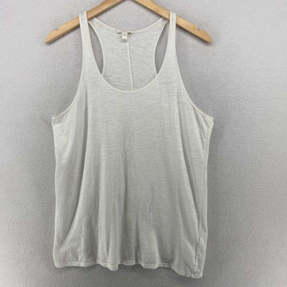 EILEEN FISHER Tank Top L Slub Organic Cotton Jersey Scoop Neck Racerback White